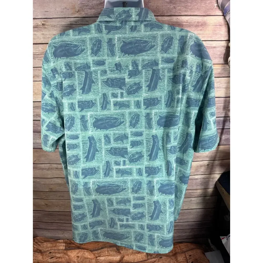 Huk Blue Tarpon Stretch Button Up Shirt 2XL